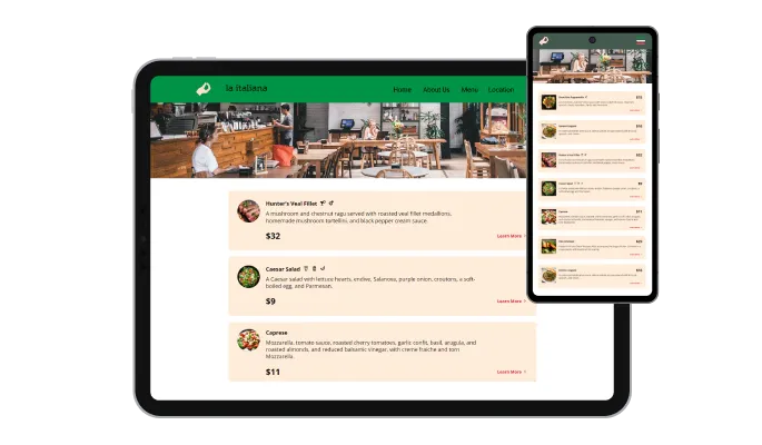 Restaurant Menu List - It's all about responsive design for your Framer website