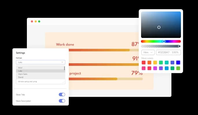 Progress Bars - The widget design is fully customizable