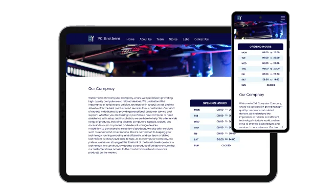 Opening Hours - Fully Responsive Design for your Zyro website