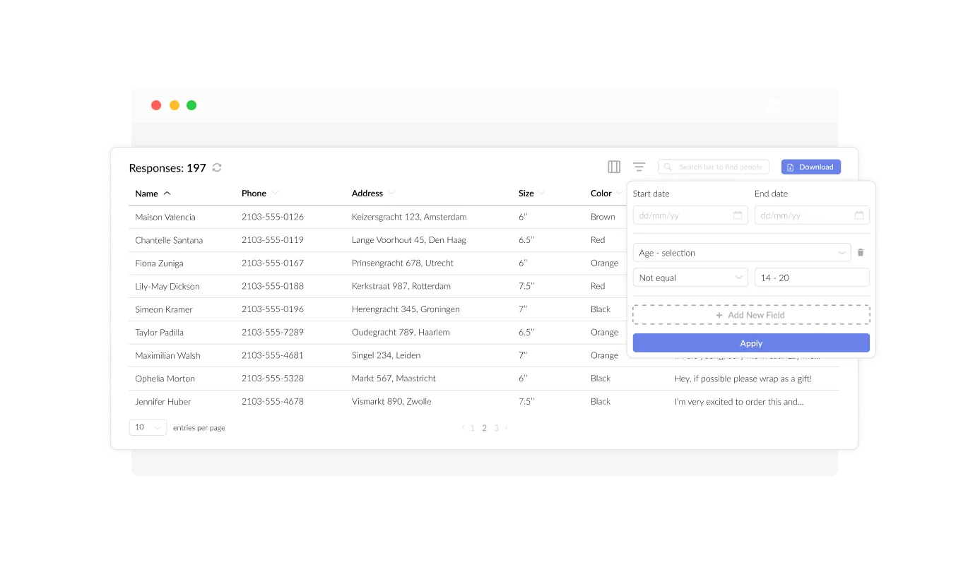 Order Form - Export Product Order Data to CSV