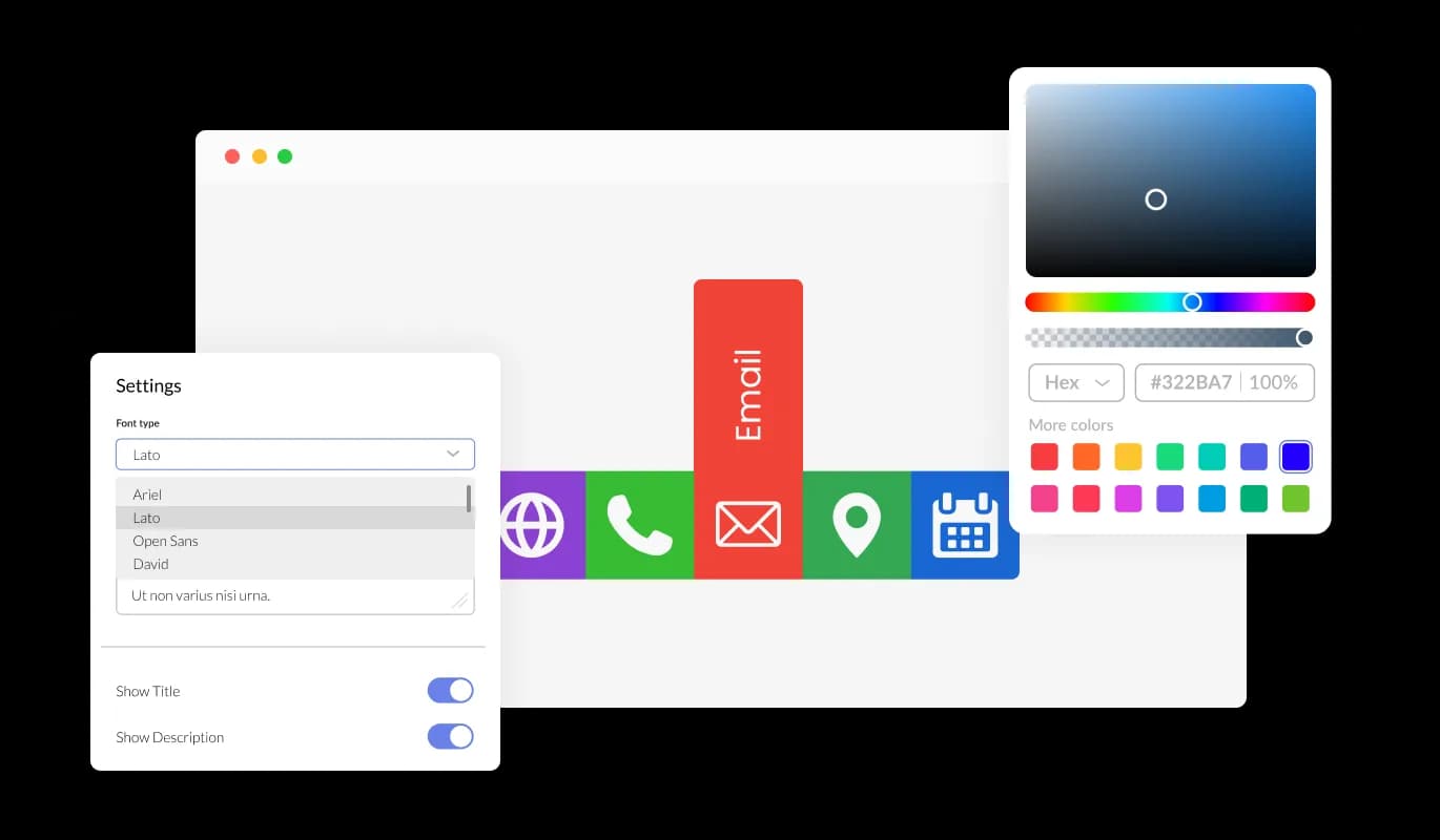 Social Media Links - Fully Customizable Swipe Pages widget