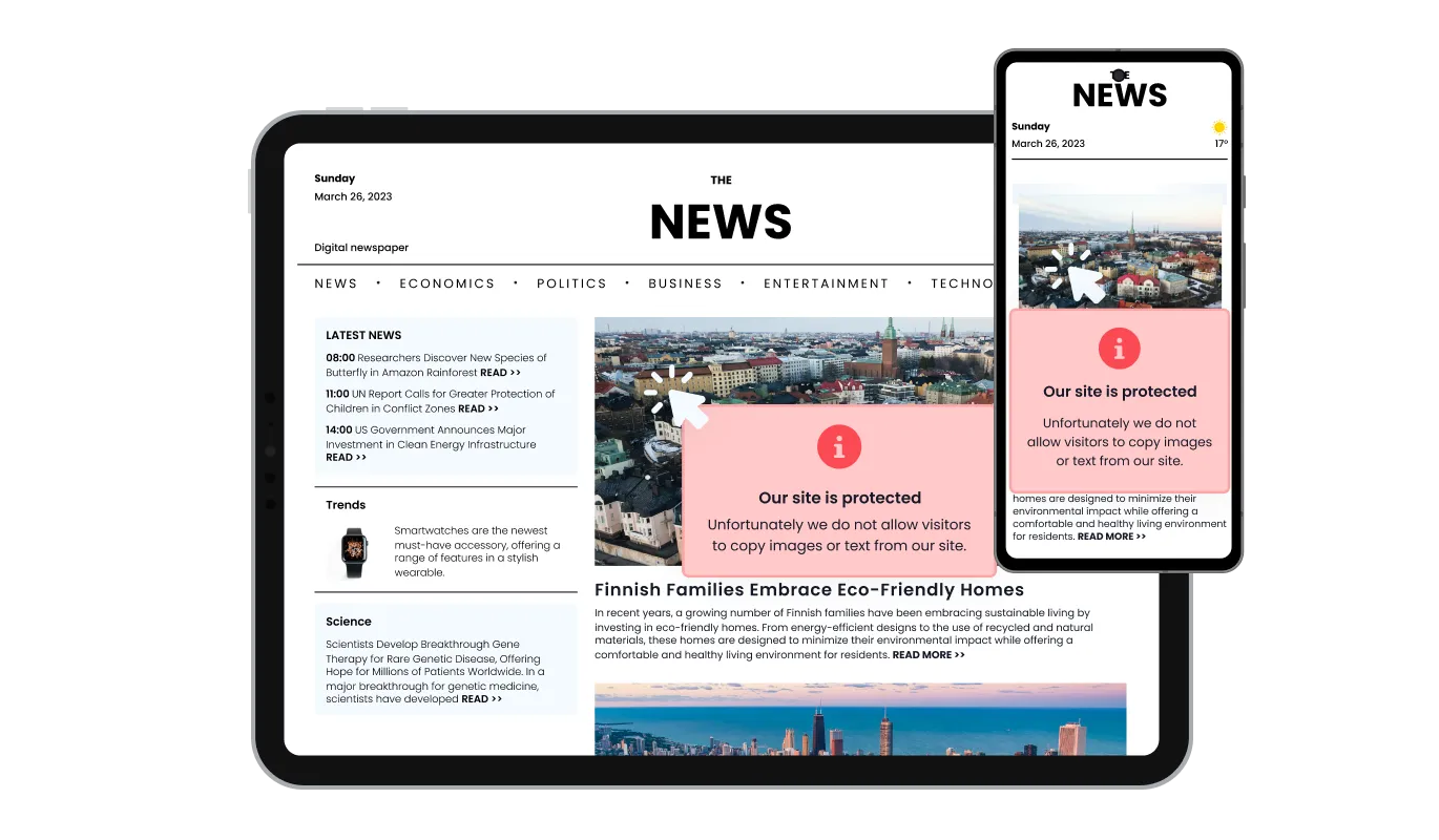 Right Click Protection - Responsive on All Devices