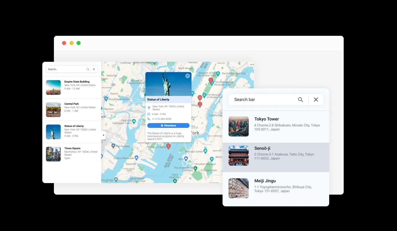 Google Maps - Easily Accessible List of Locations via Google Maps widget