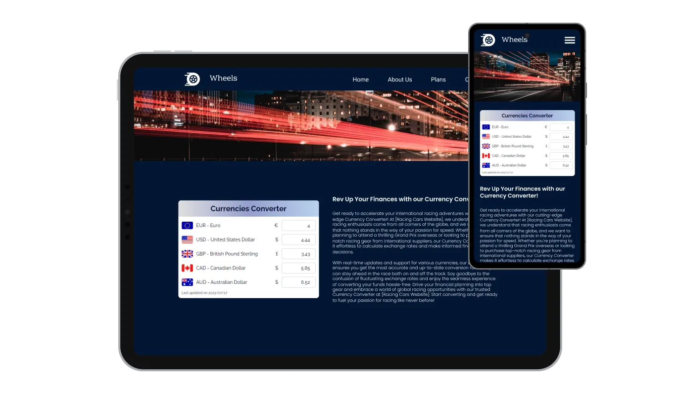 Currency Converter - Completely Responsive Design Optimized for All Devices