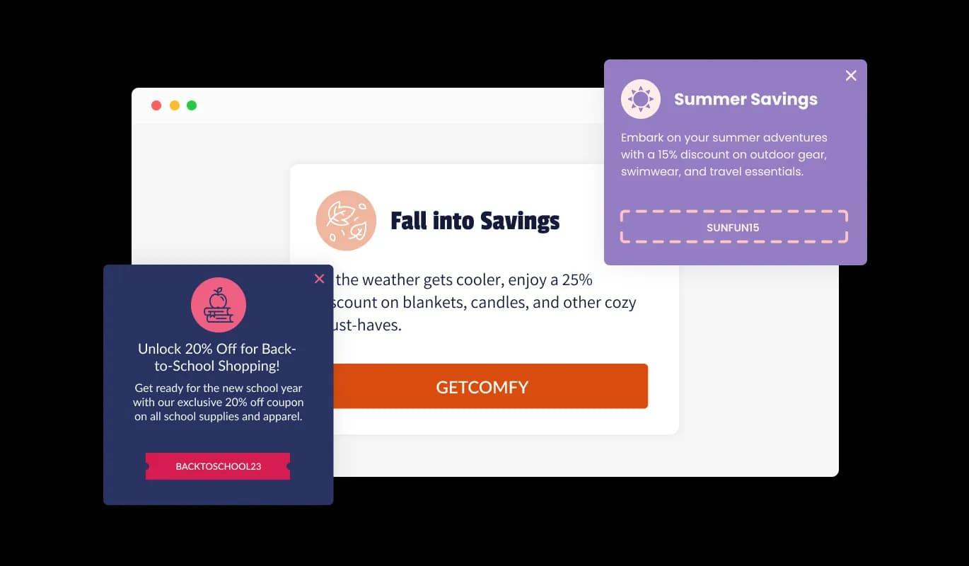 Corner Coupon Pop-up - Diverse Icon Choices for Coupons