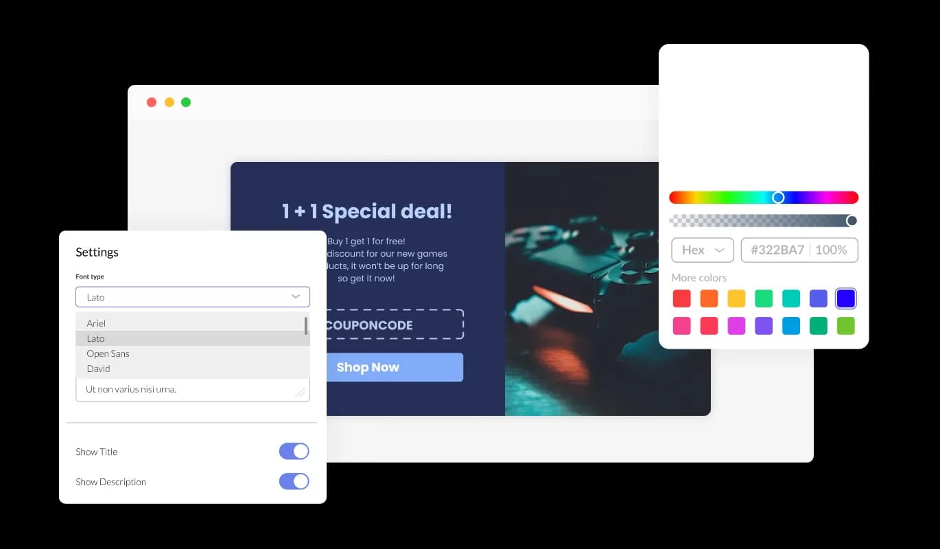 Corner Coupon Pop-up - Tailored Coupon Design Options