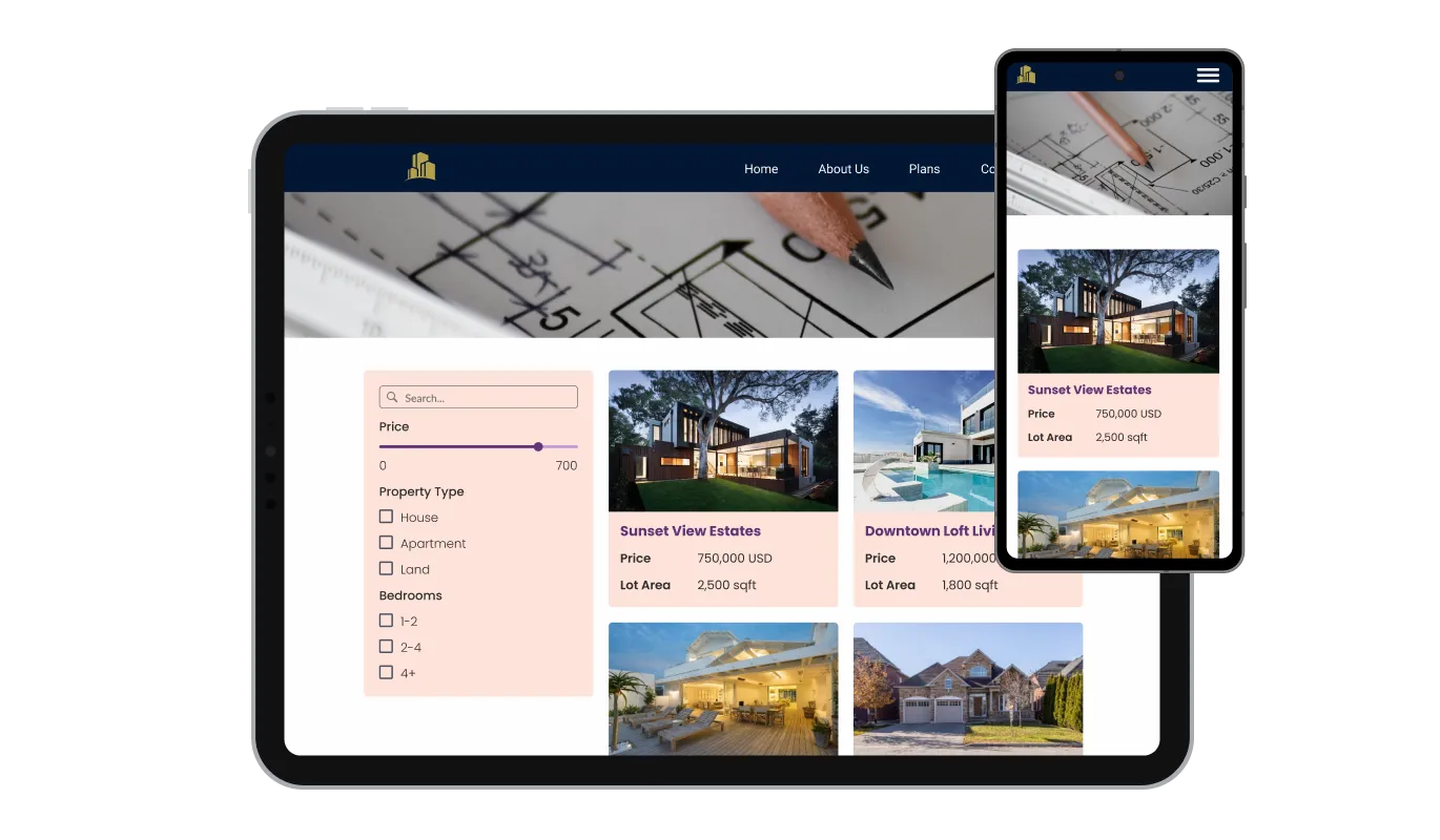 Real Estate Listings - Adaptive Display on All Devices