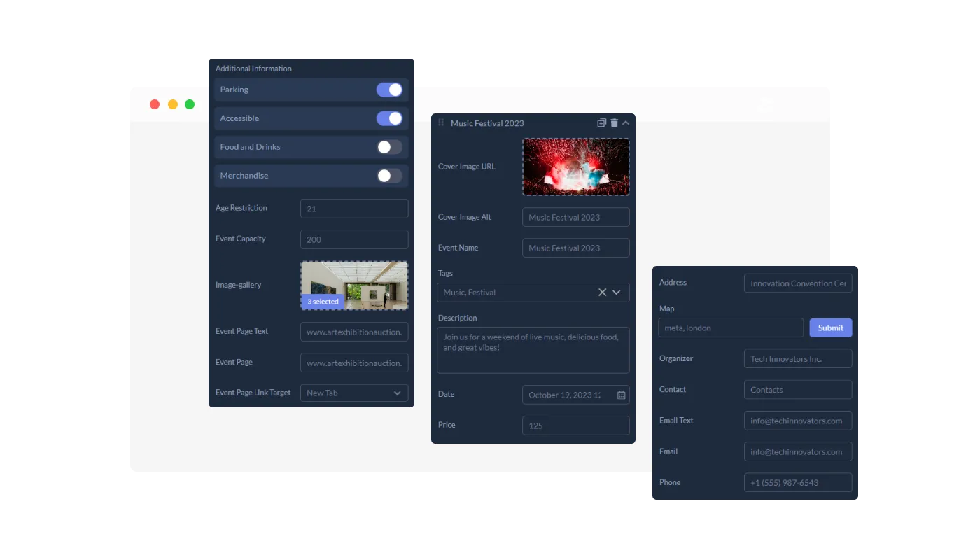 Event Listings - Customizable Event Fields
