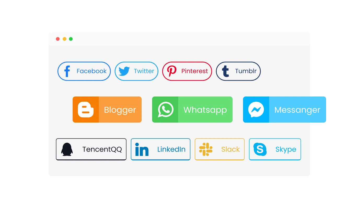 Social Share Buttons - Diverse Button Styles for Enhanced Aesthetics