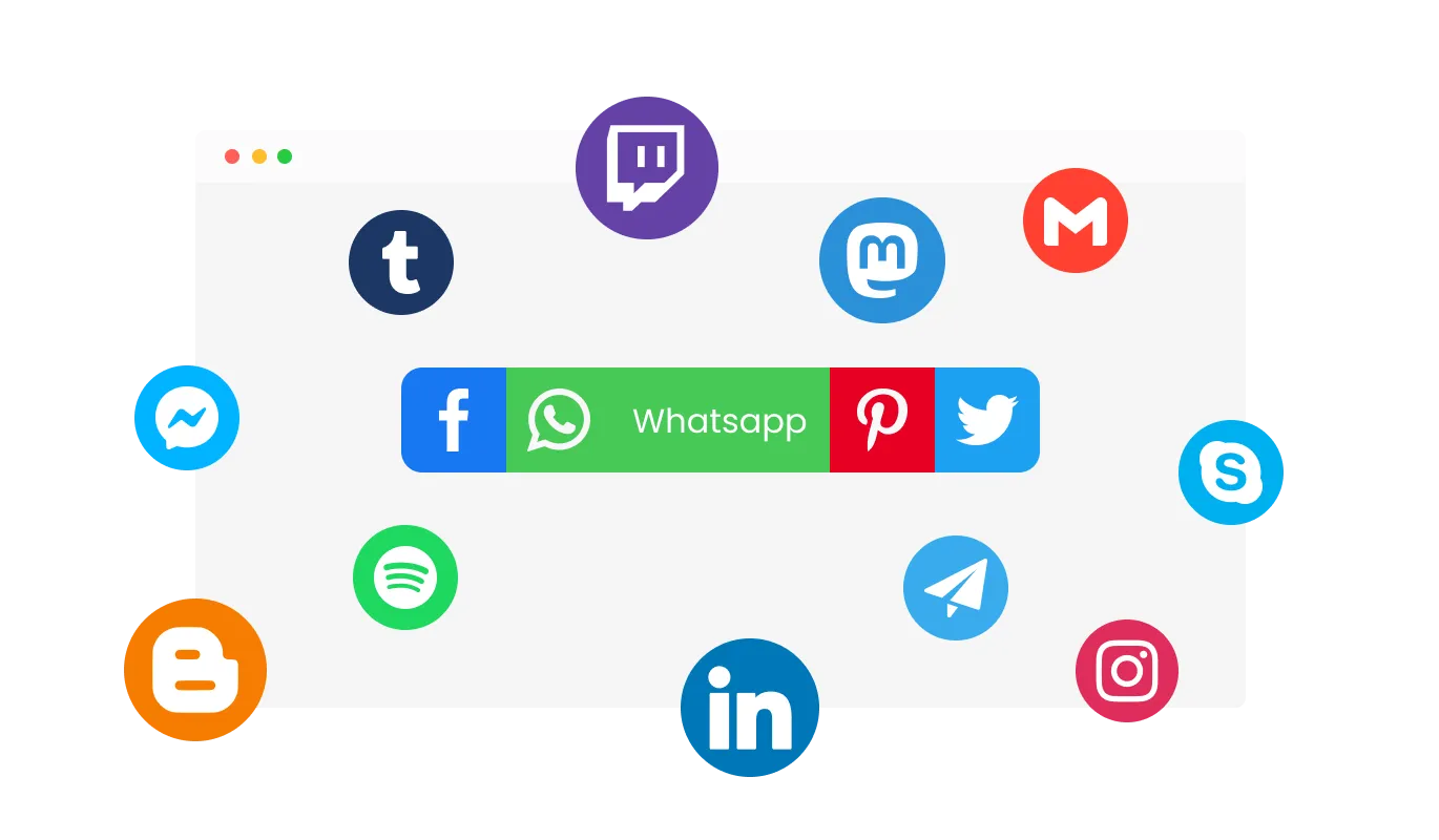 Social Share Buttons - Broad Selection of Social Media Platforms with Sharing Buttons