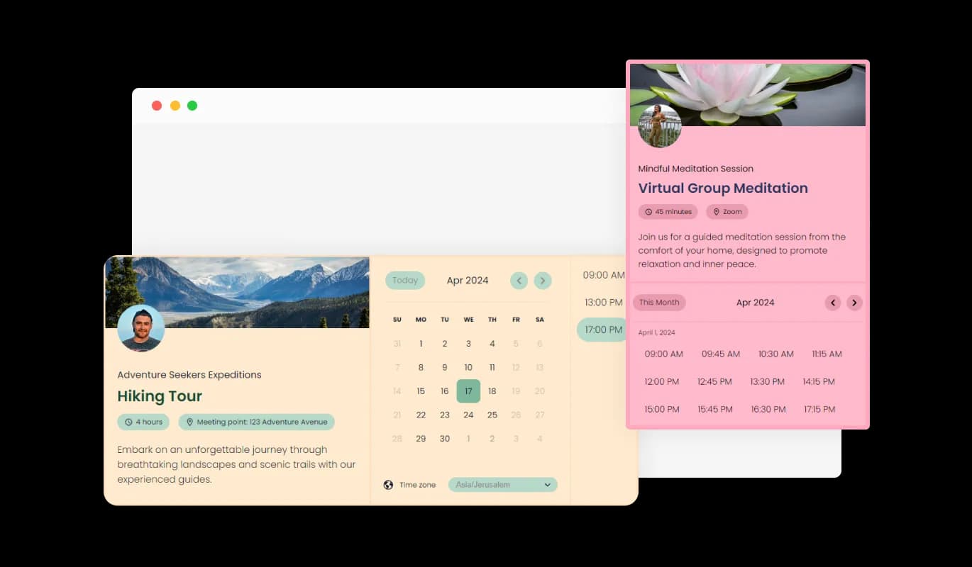 Appointment Booking - Select from Multiple Booking Widget Design Skins