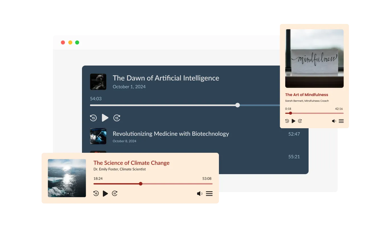 Podcast Player - Variety of Fabrik Podcast Player Layouts