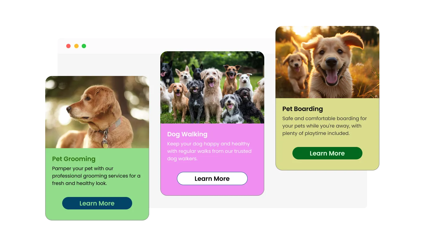 Card Slider - Select from Multiple 10Web Card Slider Design Skins