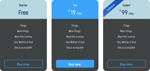 pricing tables widget made with Common Ninja