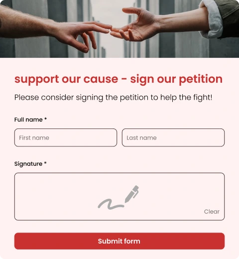 petition form widget made with Common Ninja